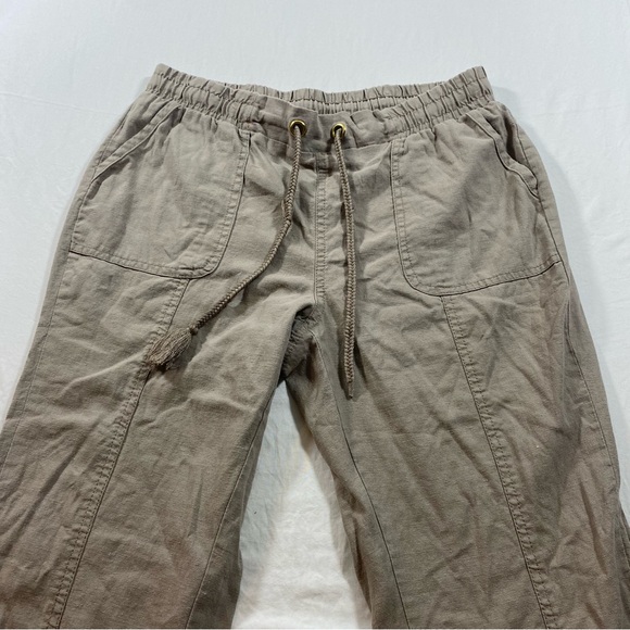 Cato Pants Women Small Cotton drawstring pockets elastic waist khaki wide leg - Picture 3 of 5